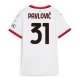 AC Milan Strahinja Pavlovic #31 Vieraspaita Naisten 2024-25 Lyhythihainen