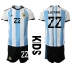 Argentiina Lautaro Martinez #22 Kotipaita Lapsille MM-kisat 2022 Lyhythihainen (+ Lyhyet housut)