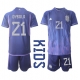 Argentiina Paulo Dybala #21 Vieraspaita Lapsille MM-kisat 2022 Lyhythihainen (+ Lyhyet housut)