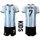 Argentiina Rodrigo de Paul #7 Kotipaita Lapsille MM-kisat 2022 Lyhythihainen (+ Lyhyet housut)