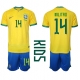 Brasilia Eder Militao #14 Kotipaita Lapsille MM-kisat 2022 Lyhythihainen (+ Lyhyet housut)