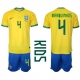 Brasilia Marquinhos #4 Kotipaita Lapsille MM-kisat 2022 Lyhythihainen (+ Lyhyet housut)