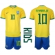 Brasilia Neymar Jr #10 Kotipaita Lapsille MM-kisat 2022 Lyhythihainen (+ Lyhyet housut)