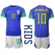Brasilia Neymar Jr #10 Vieraspaita Lapsille MM-kisat 2022 Lyhythihainen (+ Lyhyet housut)