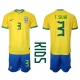 Brasilia Thiago Silva #3 Kotipaita Lapsille MM-kisat 2022 Lyhythihainen (+ Lyhyet housut)