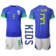 Brasilia Thiago Silva #3 Vieraspaita Lapsille MM-kisat 2022 Lyhythihainen (+ Lyhyet housut)