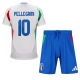 Italia Lorenzo Pellegrini #10 Vieraspaita Lapsille EM-Kisat 2024 Lyhythihainen (+ Lyhyet housut)