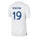 Ranska Karim Benzema #19 Vieraspaita MM-kisat 2022 Lyhythihainen