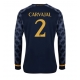 Real Madrid Daniel Carvajal #2 Vieraspaita 2023-24 Pitkähihainen