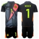 Saksa Manuel Neuer #1 Maalivahti Kotipaita Lapsille EM-Kisat 2024 Lyhythihainen (+ Lyhyet housut)