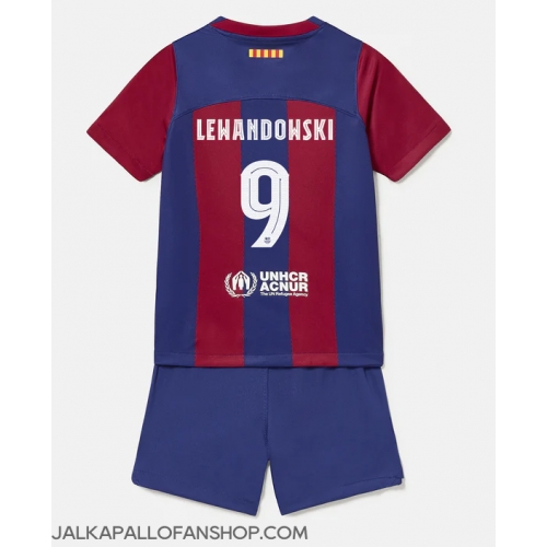 Barcelona Robert Lewandowski #9 Kotipaita Lapsille 2023-24 Lyhythihainen (+ Lyhyet housut)
