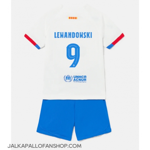 Barcelona Robert Lewandowski #9 Vieraspaita Lapsille 2023-24 Lyhythihainen (+ Lyhyet housut)