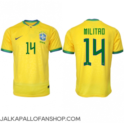 Brasilia Eder Militao #14 Kotipaita MM-kisat 2022 Lyhythihainen