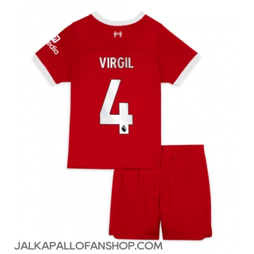 Liverpool Virgil van Dijk #4 Kotipaita Lapsille 2023-24 Lyhythihainen (+ Lyhyet housut)