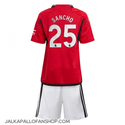 Manchester United Jadon Sancho #25 Kotipaita Lapsille 2023-24 Lyhythihainen (+ Lyhyet housut)