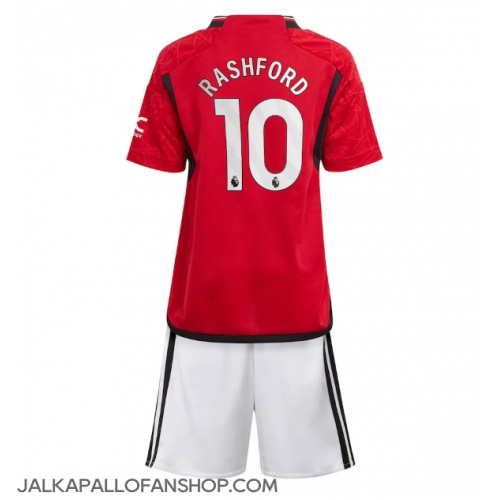 Manchester United Marcus Rashford #10 Kotipaita Lapsille 2023-24 Lyhythihainen (+ Lyhyet housut)